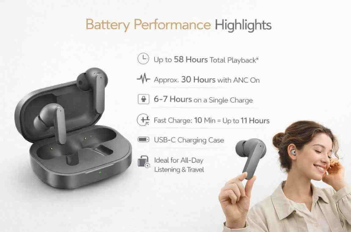 Realme Buds Air 8 Battery Infographic